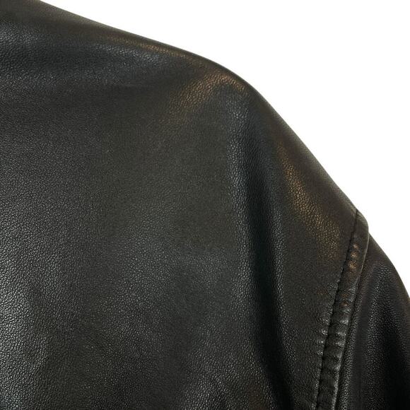 All Saints Lomi Sheep Leather Asymmetrical Zip Biker Moto Jacket Black Sz Medium - Picture 5 of 9